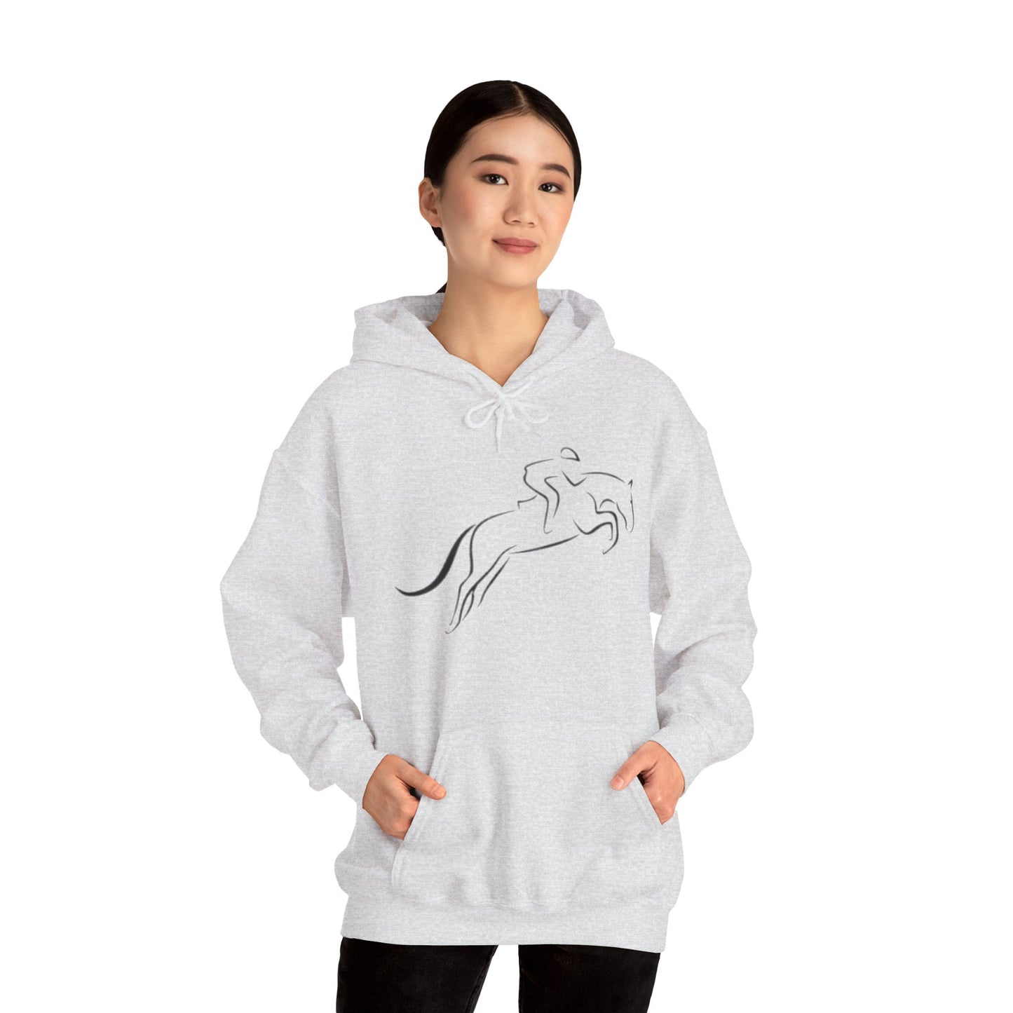 Horse Hoodie — Minimal Line Art Front & Black‑White Photo Back | Winter Drop