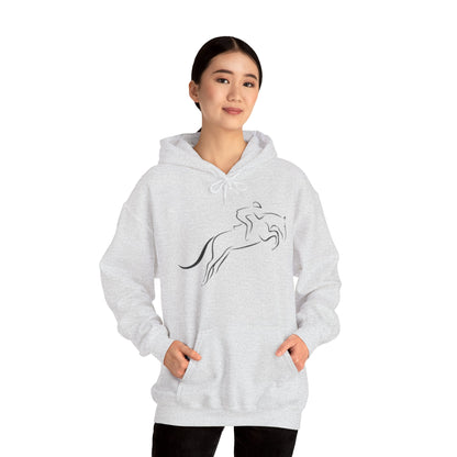 Horse Hoodie — Minimal Line Art Front & Black‑White Photo Back | Winter Drop