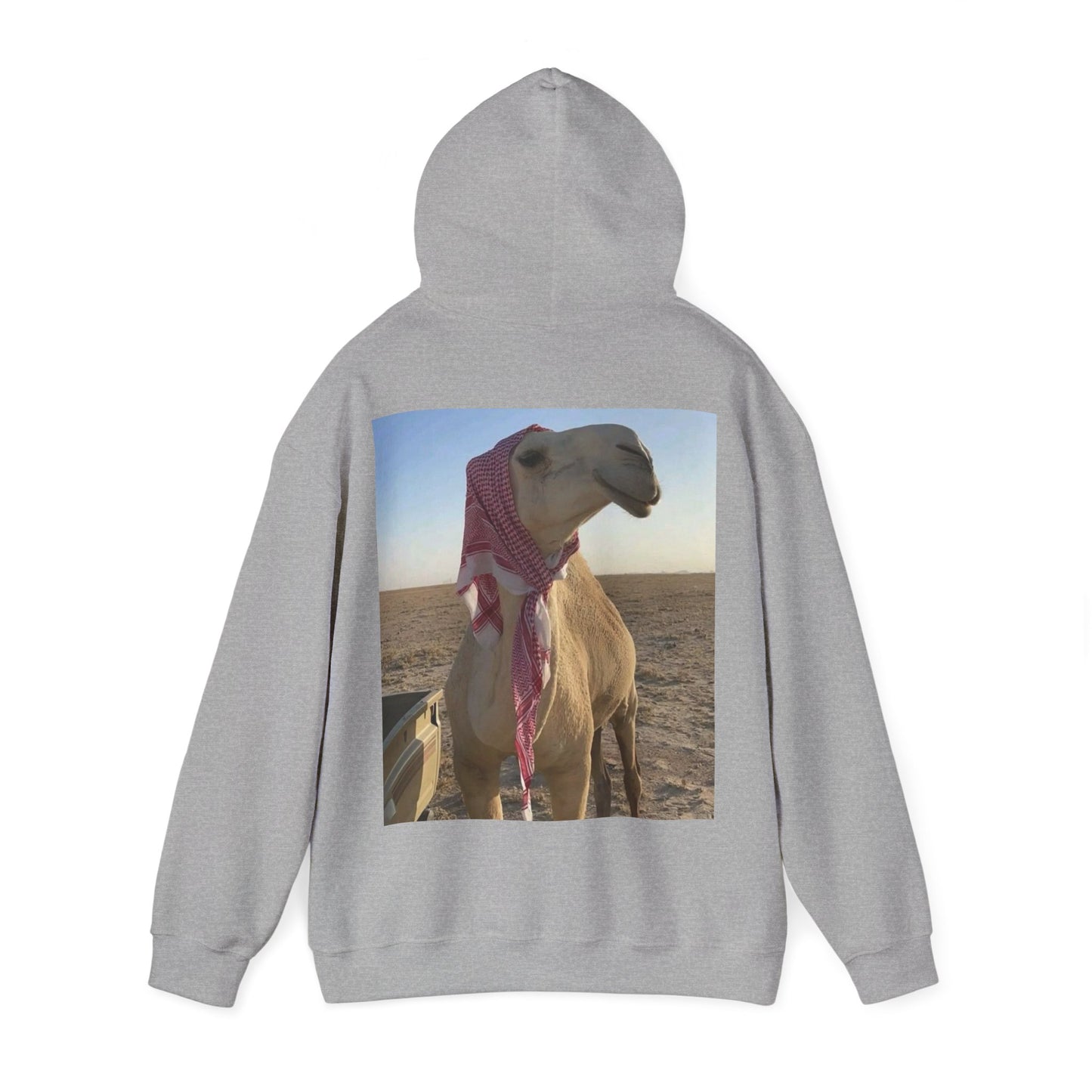 Camel Photo Hoodie - 'I adore you' Minimal Front Script, Desert Travel Vibe
