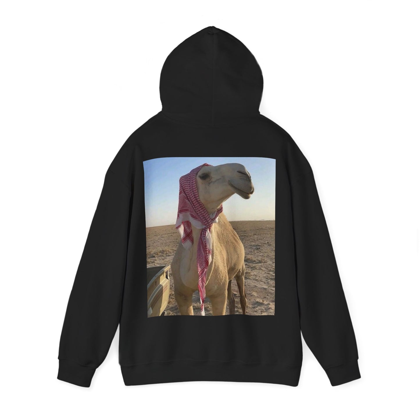 Camel Photo Hoodie - 'I adore you' Minimal Front Script, Desert Travel Vibe