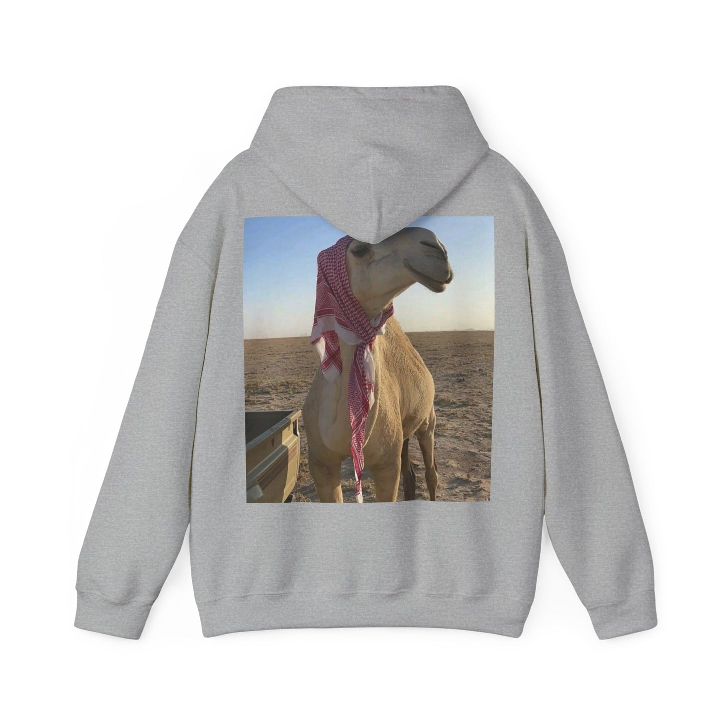 Camel Photo Hoodie - 'I adore you' Minimal Front Script, Desert Travel Vibe