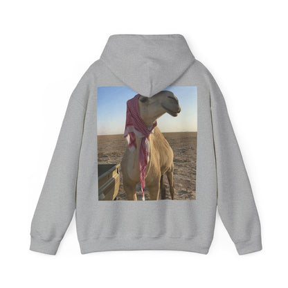 Camel Photo Hoodie - 'I adore you' Minimal Front Script, Desert Travel Vibe