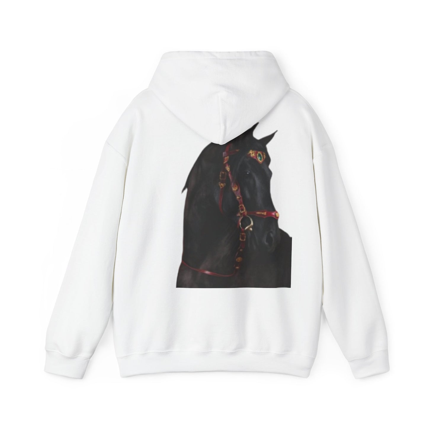 Black Stallion Horse Hoodie – Back Print | Winter Drop