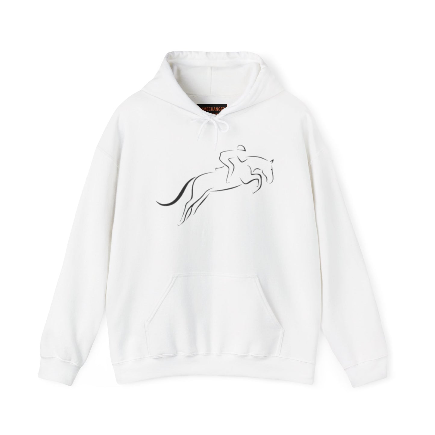 Horse Hoodie — Minimal Line Art Front & Black‑White Photo Back | Winter Drop