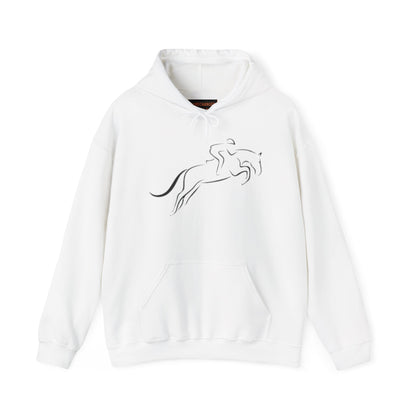 Horse Hoodie — Minimal Line Art Front & Black‑White Photo Back | Winter Drop