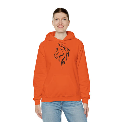 Horse & Sports Car Hoodie — Minimal Horse Head Front | Horse on Red Car Back | Winter Drop