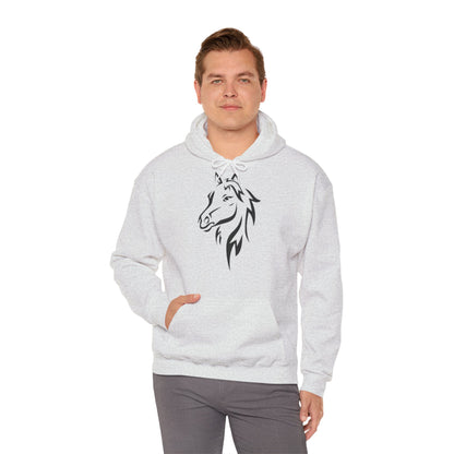 Horse & Sports Car Hoodie — Minimal Horse Head Front | Horse on Red Car Back | Winter Drop