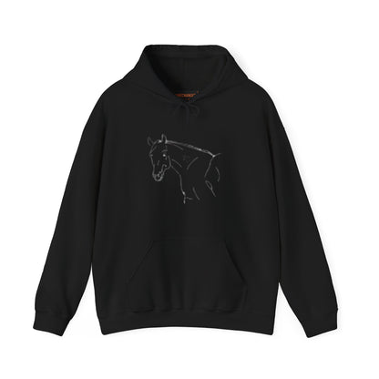 Horse Portrait Hoodie — White Horse with Red Blindfold Graphic | Winter Drop