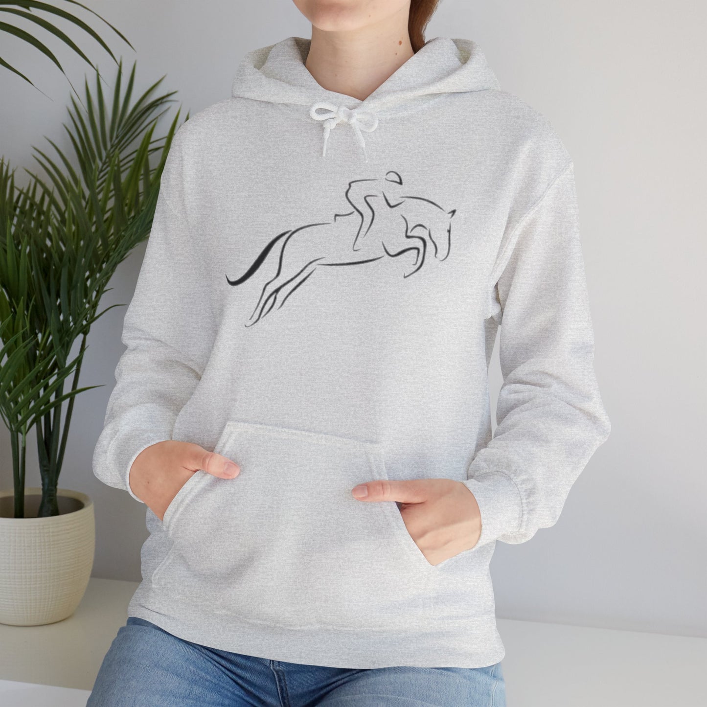 Horse Hoodie — Minimal Line Art Front & Black‑White Photo Back | Winter Drop