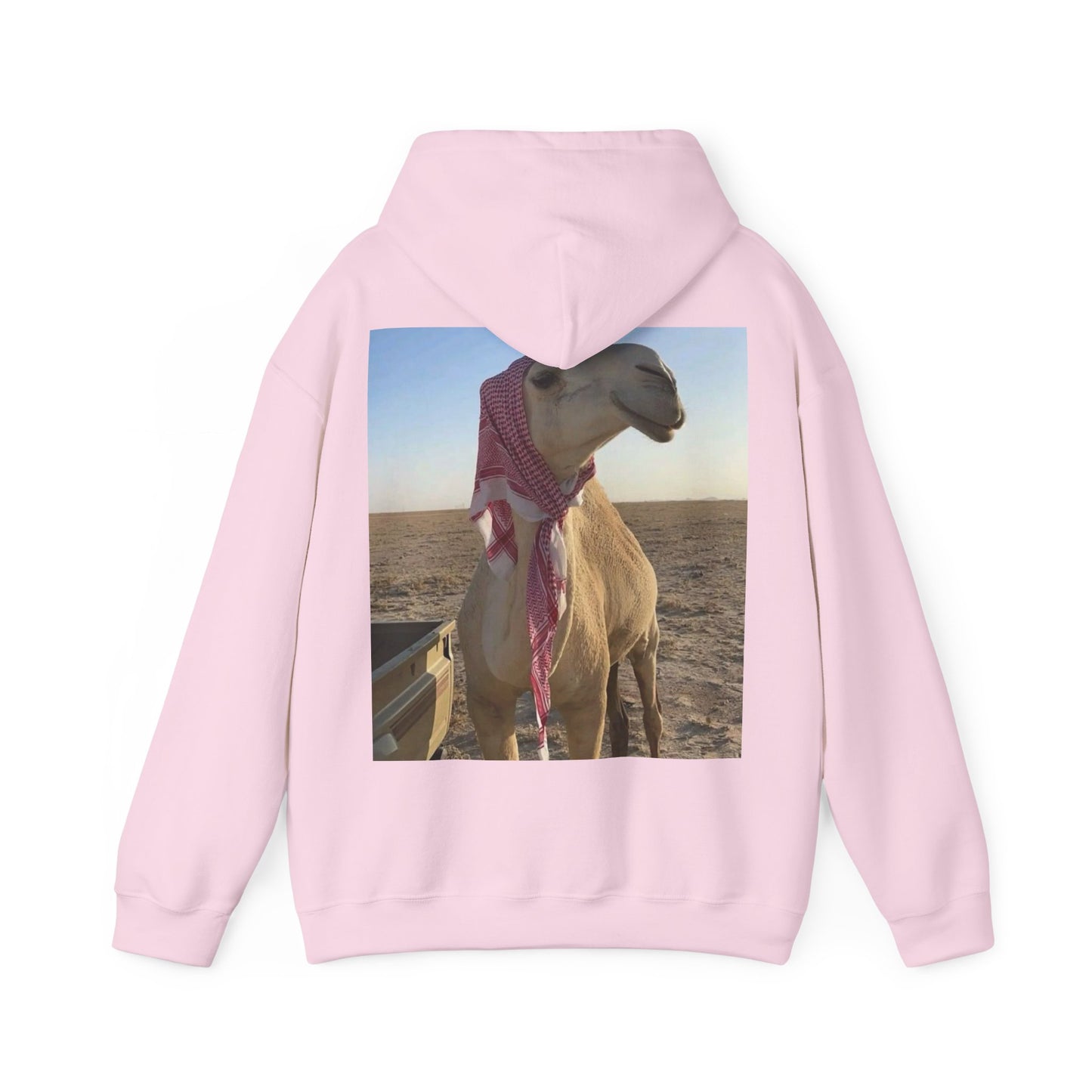 Camel Photo Hoodie - 'I adore you' Minimal Front Script, Desert Travel Vibe