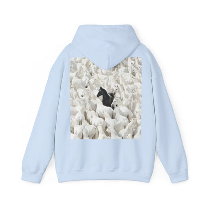 Hoodie – 'Stand Out' Black Horse Among White Sheep Graphic Hoodie