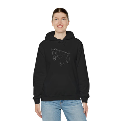 Horse Portrait Hoodie — White Horse with Red Blindfold Graphic | Winter Drop