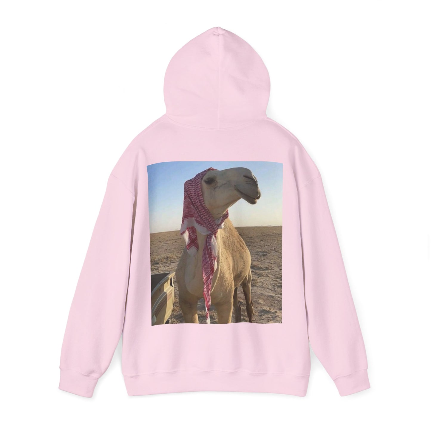 Camel Photo Hoodie - 'I adore you' Minimal Front Script, Desert Travel Vibe