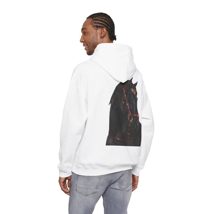 Black Stallion Horse Hoodie – Back Print | Winter Drop
