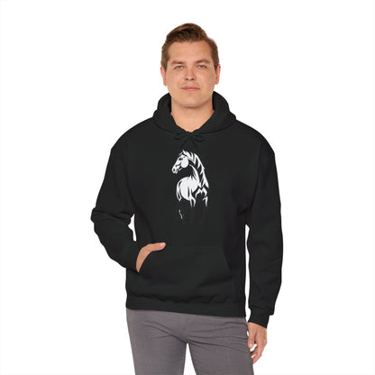 Horse & Sports Car Hoodie — Minimal Horse Head Front | Horse on Red Car Back | Winter Drop
