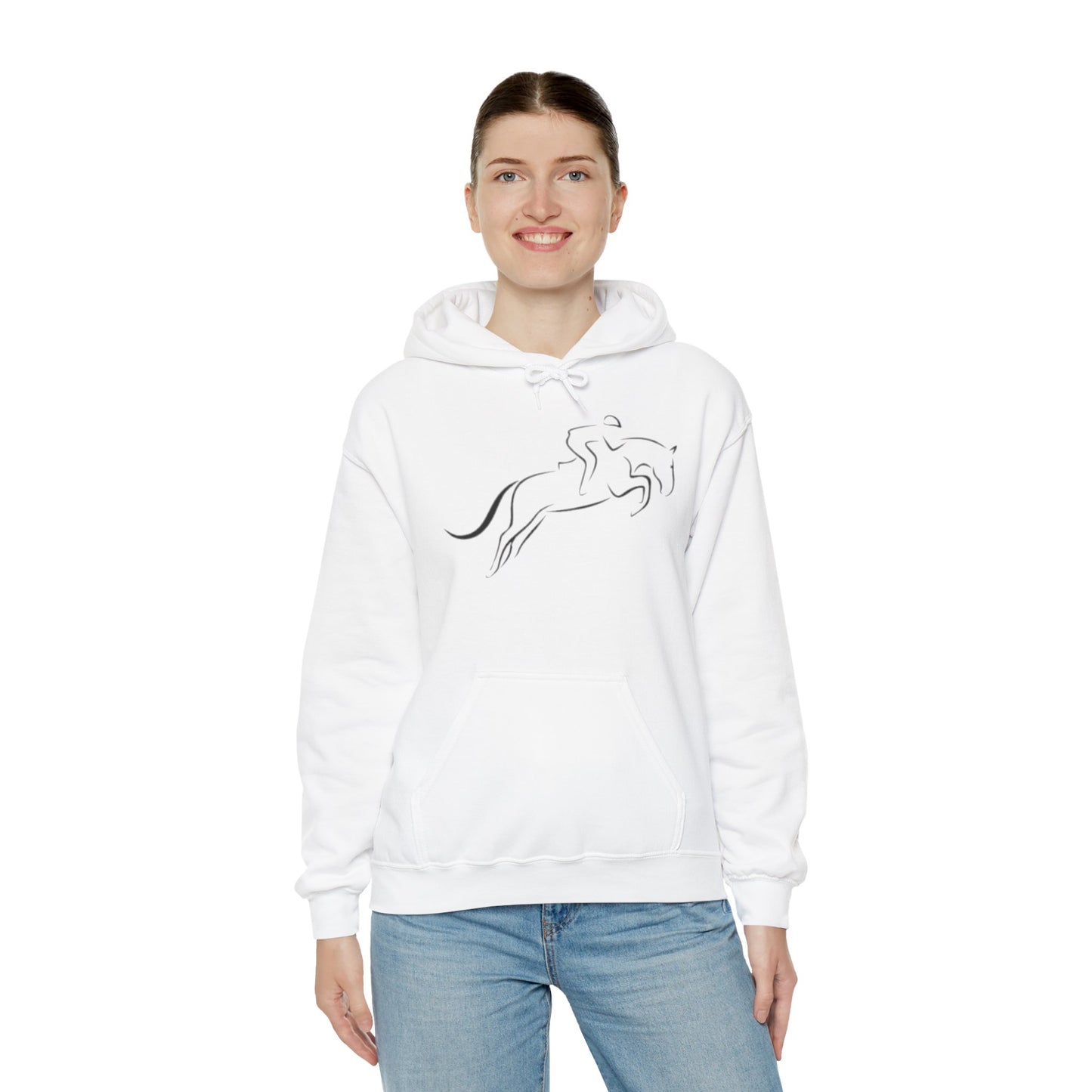 Horse Hoodie — Minimal Line Art Front & Black‑White Photo Back | Winter Drop