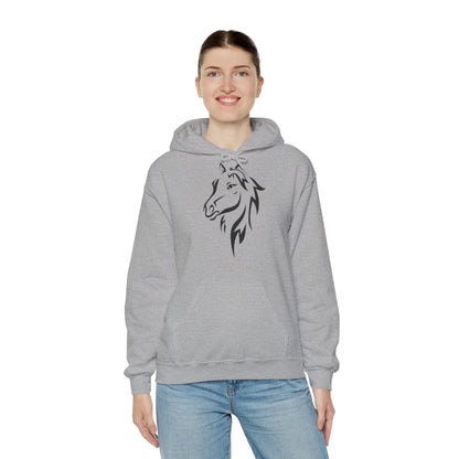 Horse & Sports Car Hoodie — Minimal Horse Head Front | Horse on Red Car Back | Winter Drop