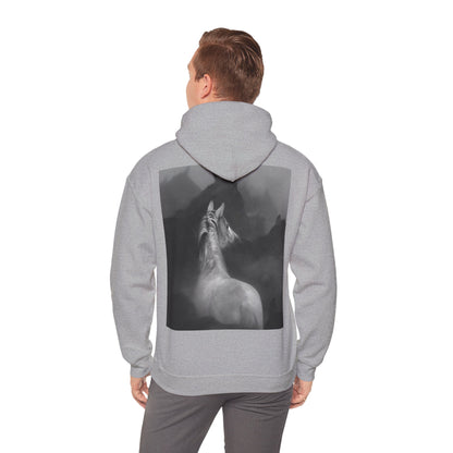 Horse Spirit Hoodie – Mystical Black & White Stallion | Winter Drop