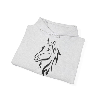 Horse & Sports Car Hoodie — Minimal Horse Head Front | Horse on Red Car Back | Winter Drop