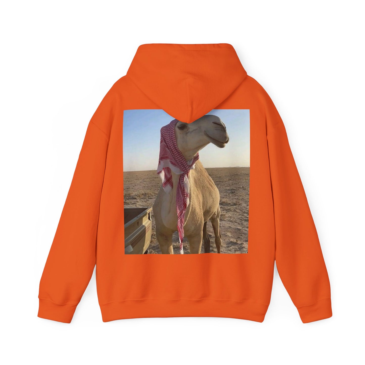 Camel Photo Hoodie - 'I adore you' Minimal Front Script, Desert Travel Vibe