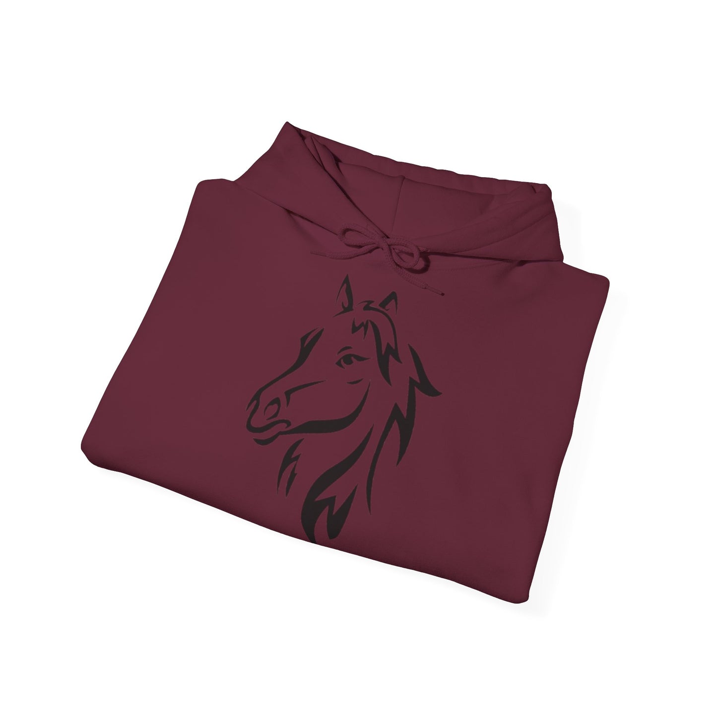 Horse & Sports Car Hoodie — Minimal Horse Head Front | Horse on Red Car Back | Winter Drop