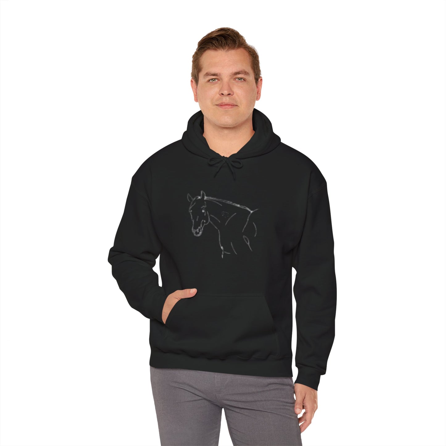 Horse Portrait Hoodie — White Horse with Red Blindfold Graphic | Winter Drop