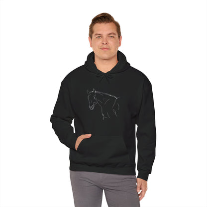 Horse Portrait Hoodie — White Horse with Red Blindfold Graphic | Winter Drop