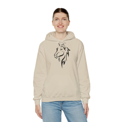 Horse & Sports Car Hoodie — Minimal Horse Head Front | Horse on Red Car Back | Winter Drop