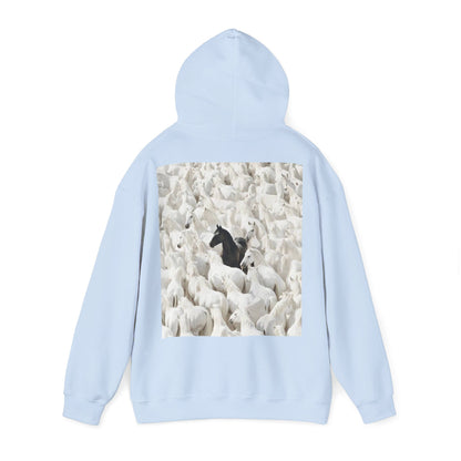Hoodie – 'Stand Out' Black Horse Among White Sheep Graphic Hoodie