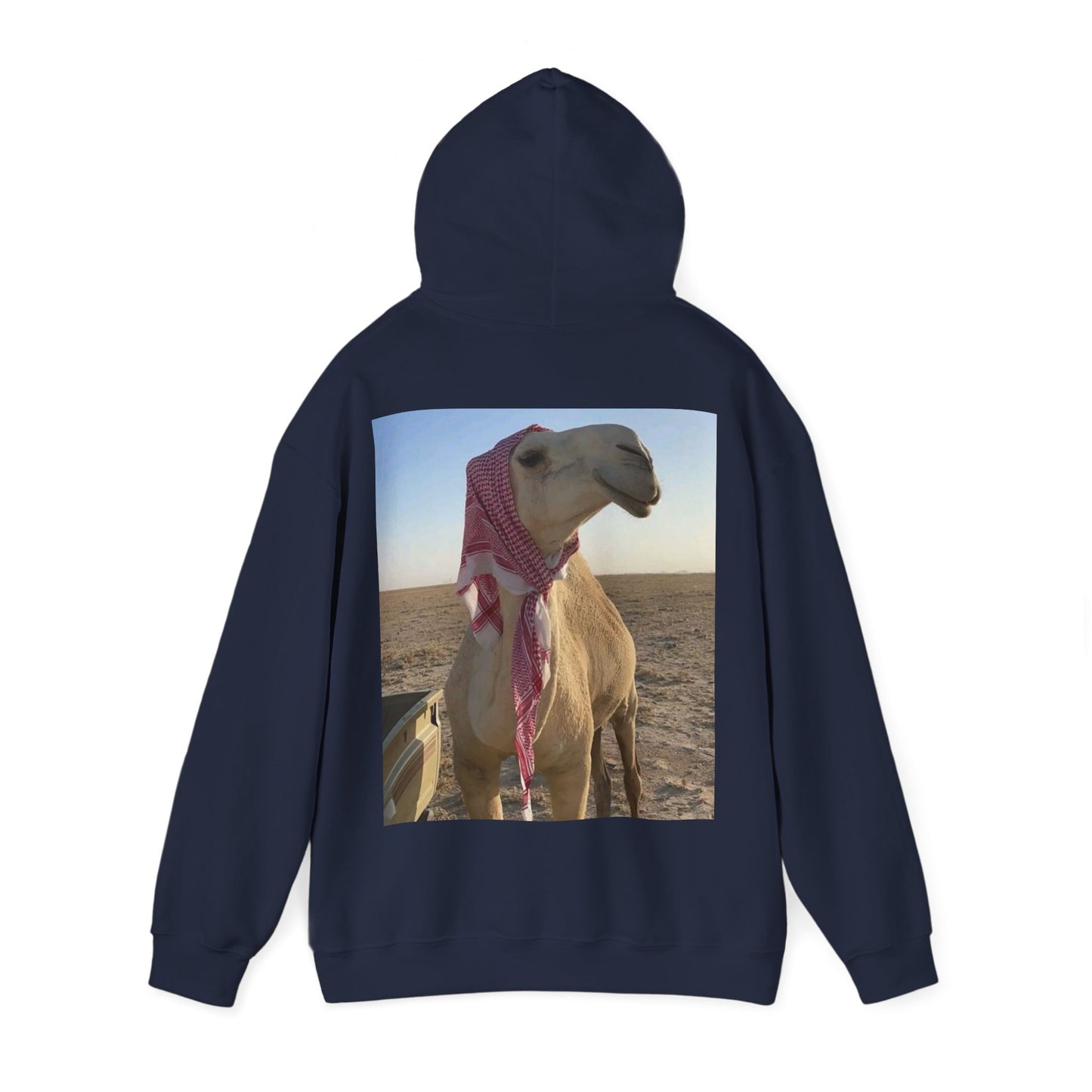 Camel Photo Hoodie - 'I adore you' Minimal Front Script, Desert Travel Vibe