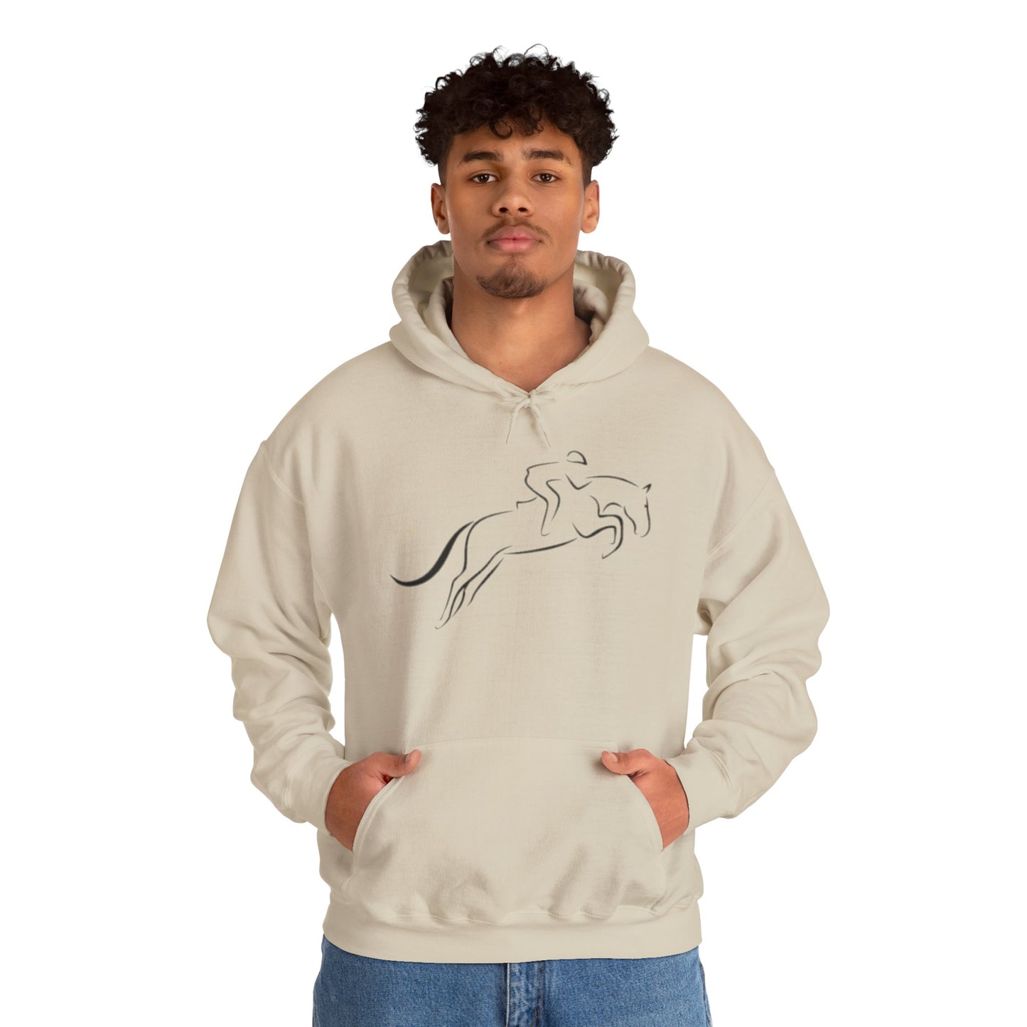 Horse Hoodie — Minimal Line Art Front & Black‑White Photo Back | Winter Drop
