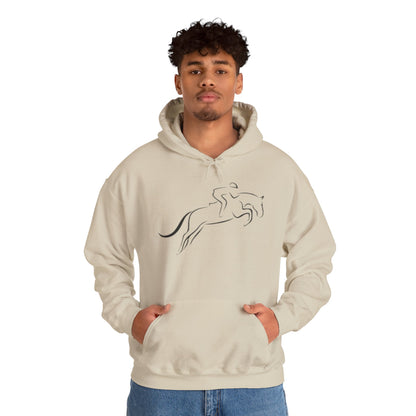 Horse Hoodie — Minimal Line Art Front & Black‑White Photo Back | Winter Drop