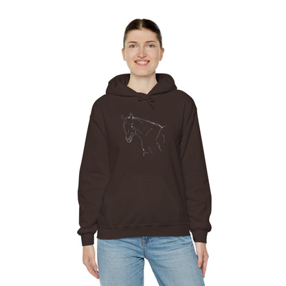 Horse Portrait Hoodie — White Horse with Red Blindfold Graphic | Winter Drop