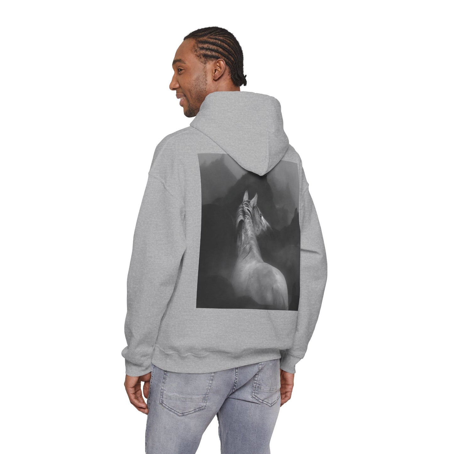 Horse Spirit Hoodie – Mystical Black & White Stallion | Winter Drop