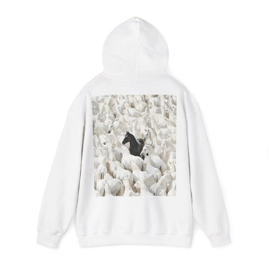 Hoodie – 'Stand Out' Black Horse Among White Sheep Graphic Hoodie