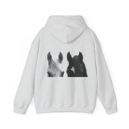 Horse Heads Hoodie - Minimal Black & White Equine Portrait Hoodie