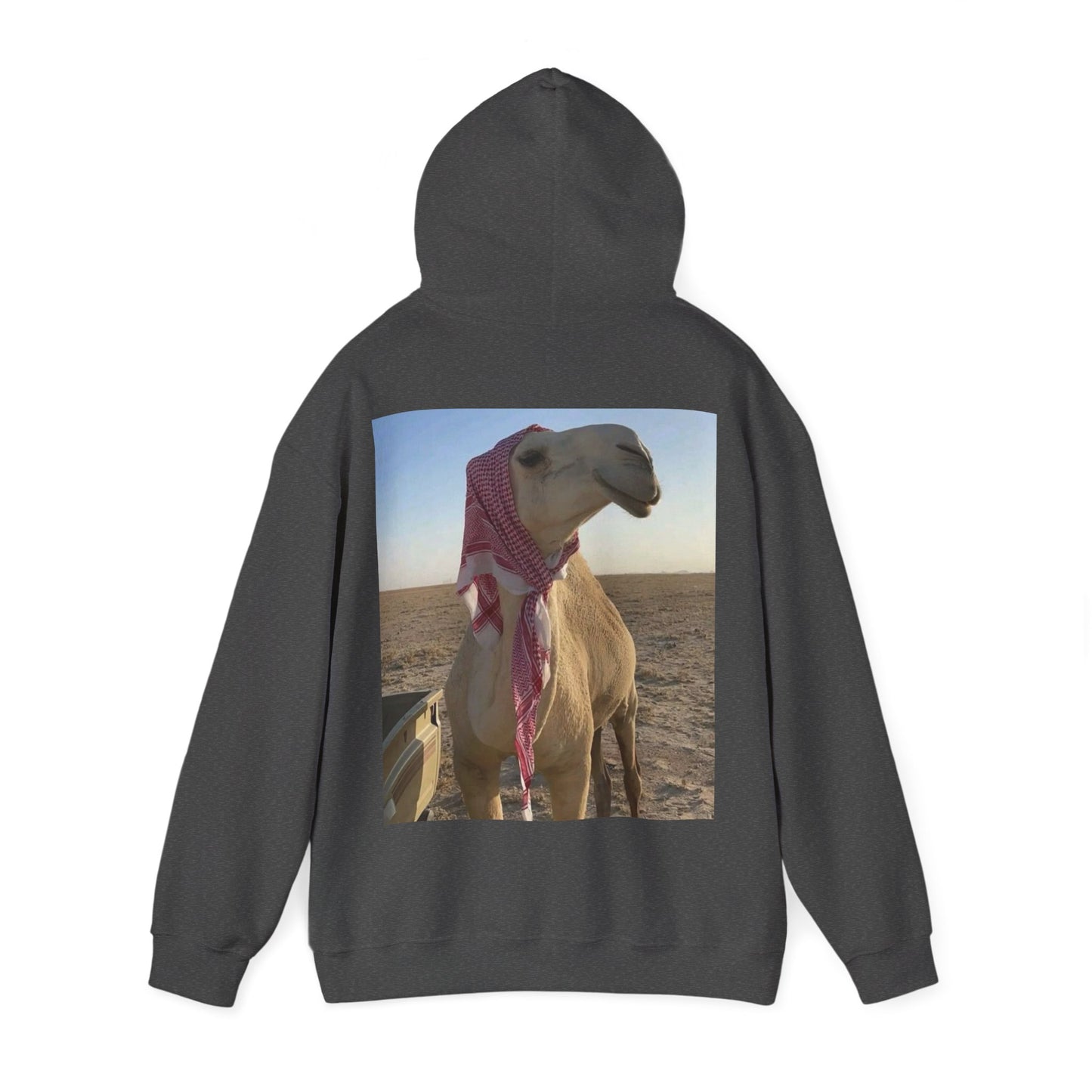 Camel Photo Hoodie - 'I adore you' Minimal Front Script, Desert Travel Vibe