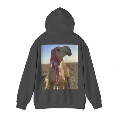 Camel Photo Hoodie - 'I adore you' Minimal Front Script, Desert Travel Vibe