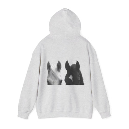 Horse Heads Hoodie - Minimal Black & White Equine Portrait Hoodie