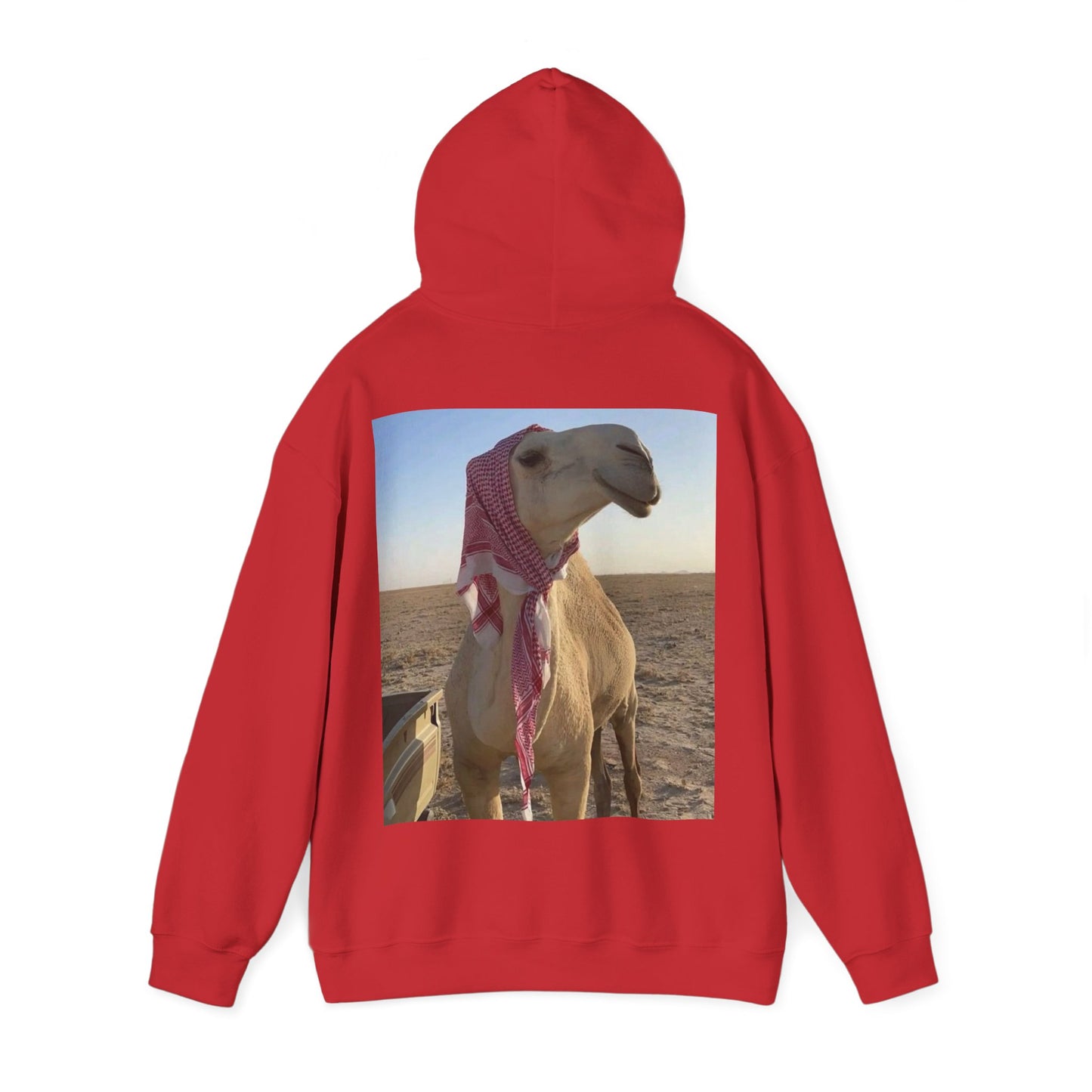 Camel Photo Hoodie - 'I adore you' Minimal Front Script, Desert Travel Vibe