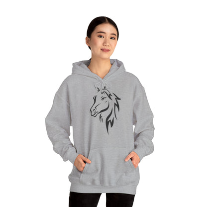 Horse & Sports Car Hoodie — Minimal Horse Head Front | Horse on Red Car Back | Winter Drop
