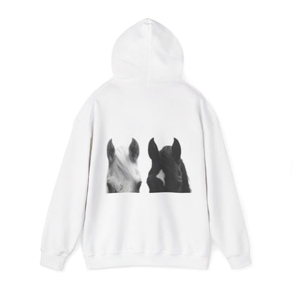 Horse Heads Hoodie - Minimal Black & White Equine Portrait Hoodie