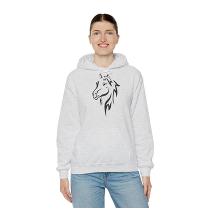 Horse & Sports Car Hoodie — Minimal Horse Head Front | Horse on Red Car Back | Winter Drop