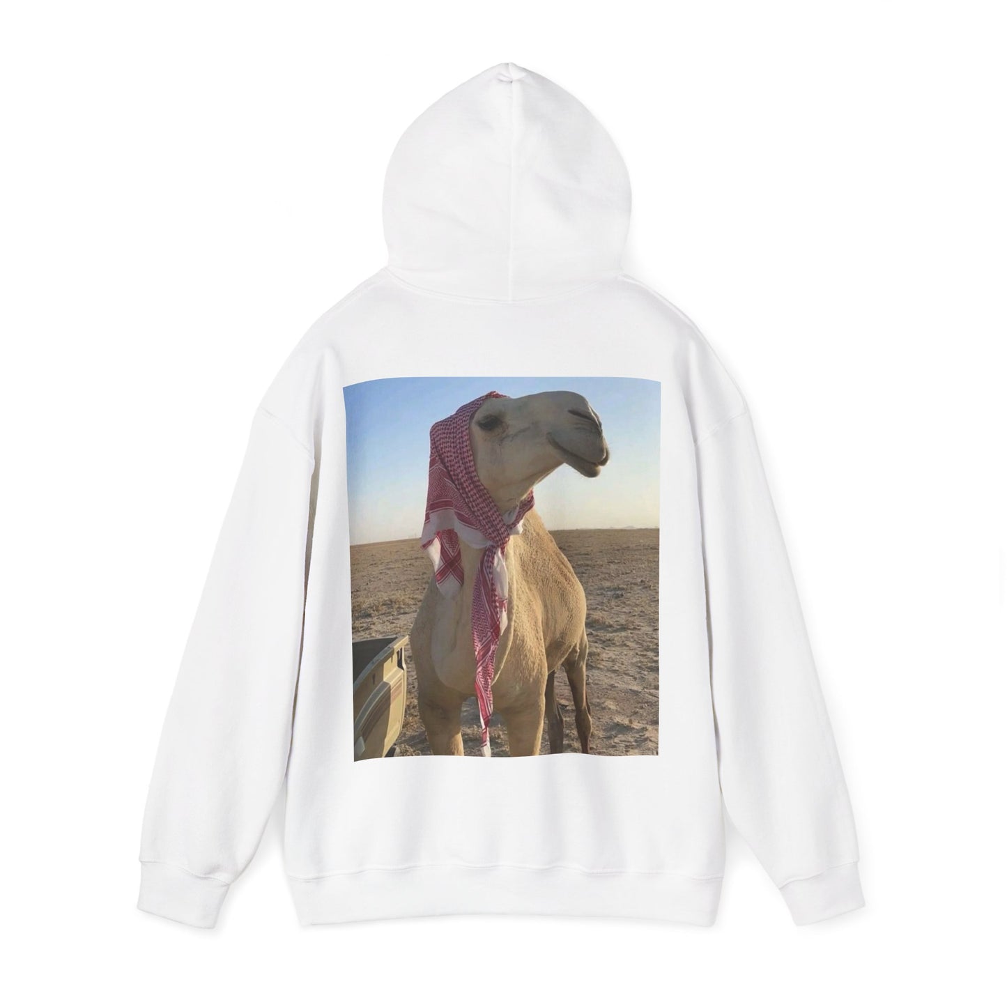 Camel Photo Hoodie - 'I adore you' Minimal Front Script, Desert Travel Vibe