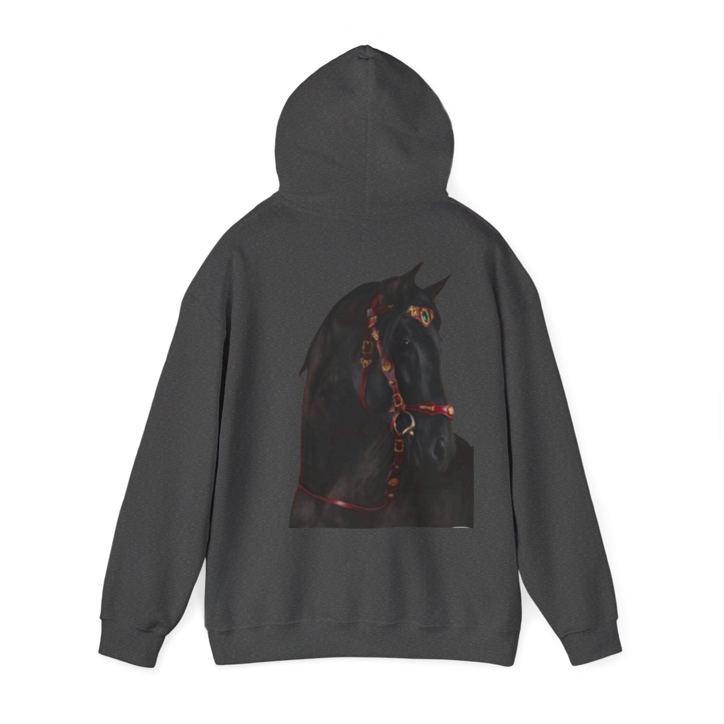 Black Stallion Horse Hoodie – Back Print | Winter Drop