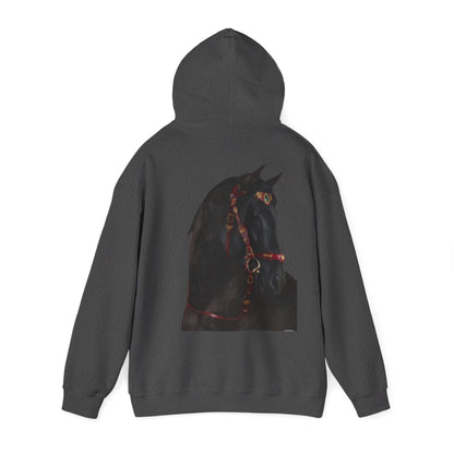 Black Stallion Horse Hoodie – Back Print | Winter Drop