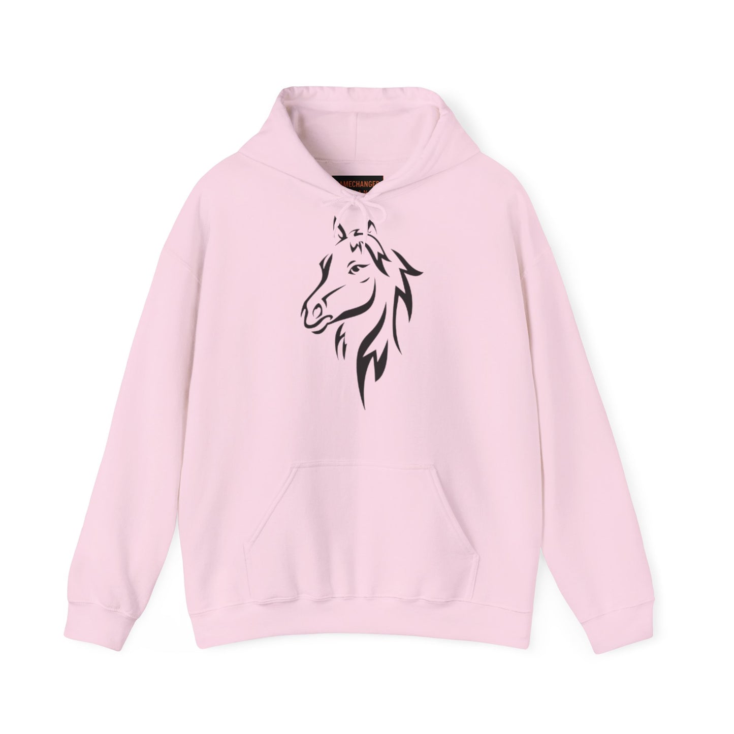 Horse & Sports Car Hoodie — Minimal Horse Head Front | Horse on Red Car Back | Winter Drop
