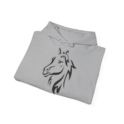 Horse & Sports Car Hoodie — Minimal Horse Head Front | Horse on Red Car Back | Winter Drop