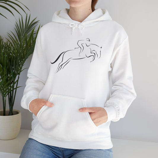 Horse Hoodie — Minimal Line Art Front & Black‑White Photo Back | Winter Drop