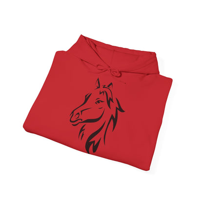 Horse & Sports Car Hoodie — Minimal Horse Head Front | Horse on Red Car Back | Winter Drop